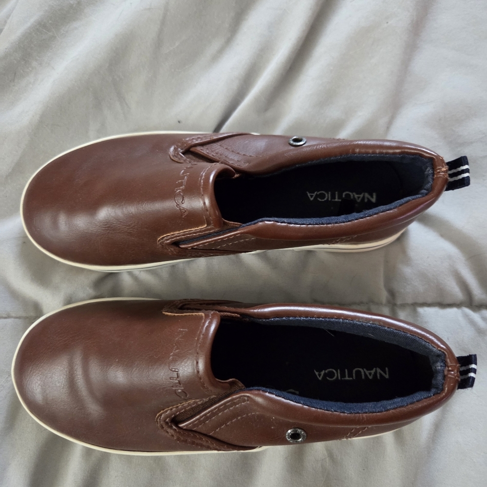 Nautica boys Tan Slip-On Boat Shoes